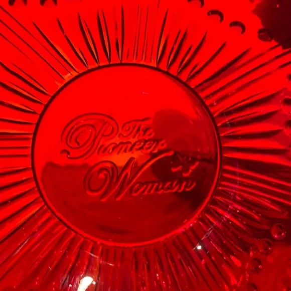 Pioneer Woman Red Glass Berry Bowls Set of 2 – Cranberry Pressed Glass - Picture 3 of 9